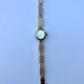 Vintage Beige Stone Bloom Gold Womens Watch Dainty Small Face
