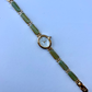 Vintage Green Stone Bloom Gold Womens Watch Dainty Small Face