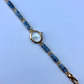 Vintage Dark Blue Stone Bloom Gold Womens Watch Dainty Small Face