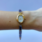 Vintage Purple Stone Bloom Gold Womens Watch Dainty Small Face