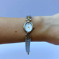 Vintage Classy Green Detail Silver & Gold Two Toned Womens Watch