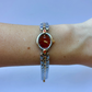 Vintage Classy Red Dial Silver & Gold Two Toned Womens Watch