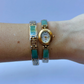 Dainty Vintage White Face Jade Bracelet & Gold Womens Watch
