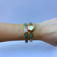 Dainty Vintage White Face Jade Bracelet & Gold Womens Watch