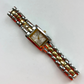 Rare Vintage Rectangle Classy Two Toned Silver & Gold Watch