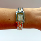 Rare Vintage Rectangle Classy Two Toned Silver & Gold Watch
