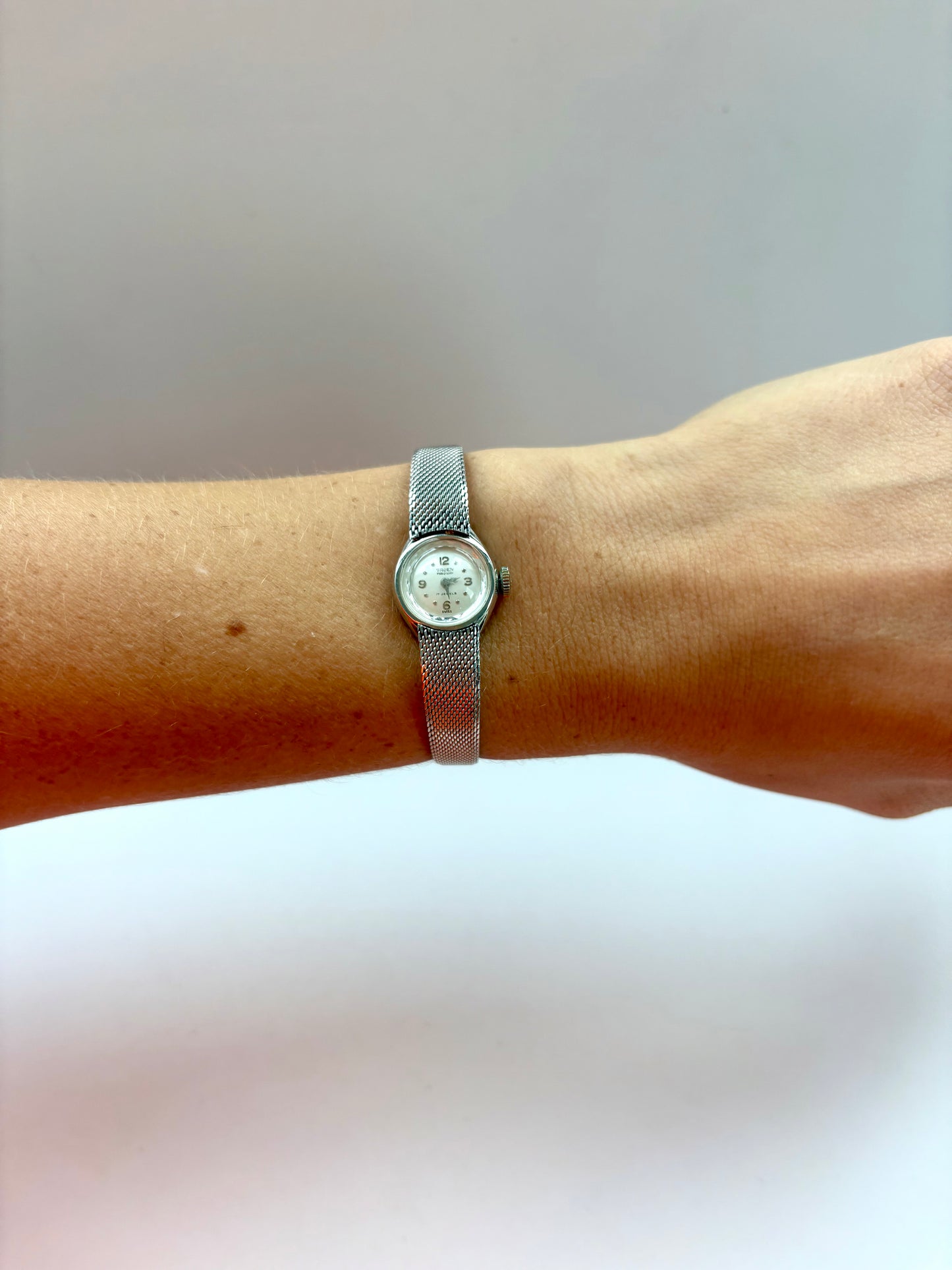 Rare Tiny Face Gruen Classy Silver Watch