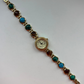 Dainty Vintage Minimalist Gold Colorful Stone Womens Watch Small Face
