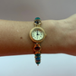 Dainty Vintage Minimalist Gold Colorful Stone Womens Watch Small Face