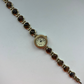 Dainty Vintage Minimalist Gold Brown Stone Womens Watch Small Face