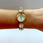Diamond White Face Gold Womens Watch