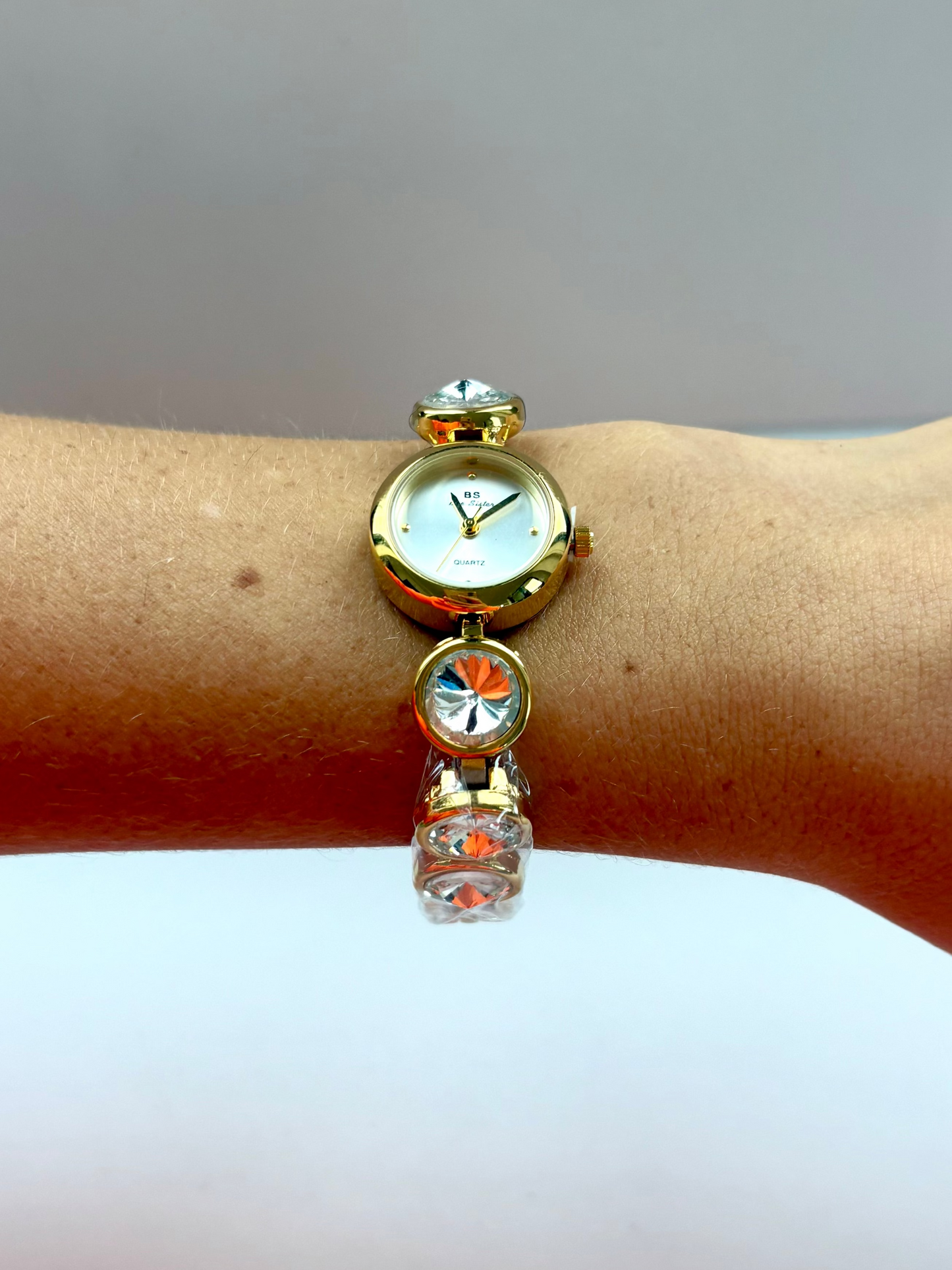 Diamond White Face Gold Womens Watch