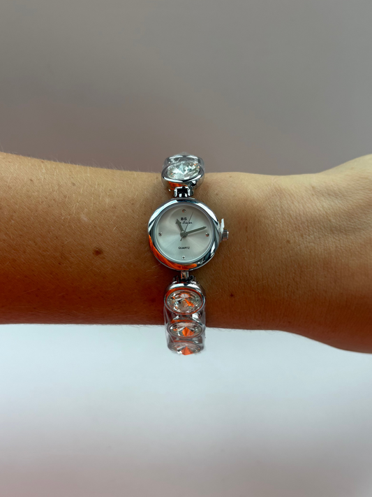 Diamond White Face Silver Womens Watch