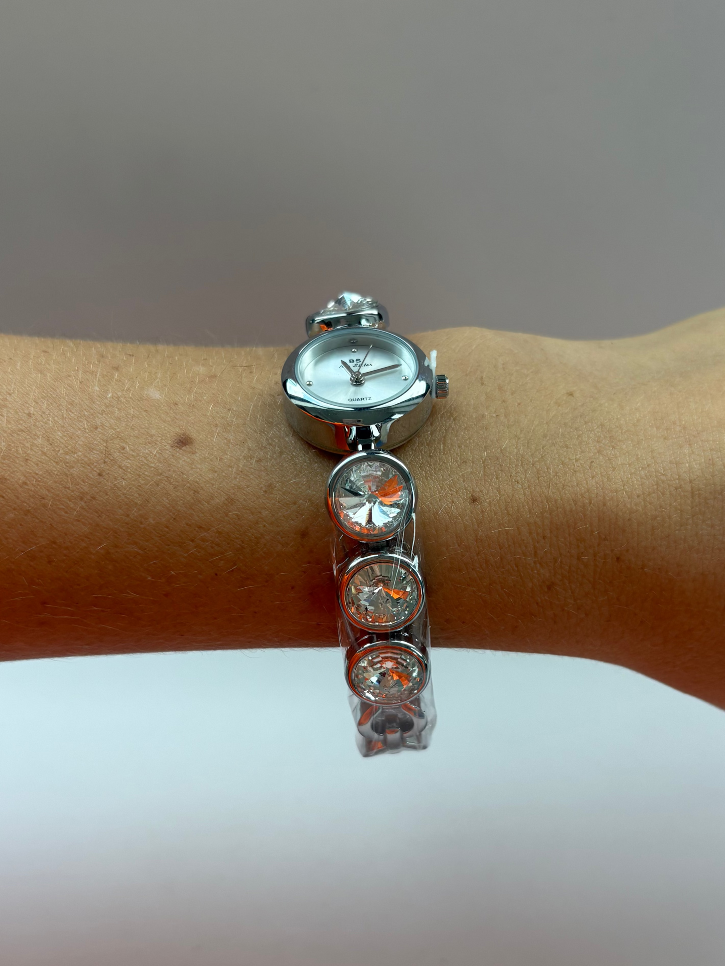 Diamond White Face Silver Womens Watch