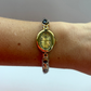 Dainty Vintage Oval Gold Brown Stone Womens Watch Small Face