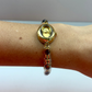 Dainty Vintage Oval Gold Brown Stone Womens Watch Small Face