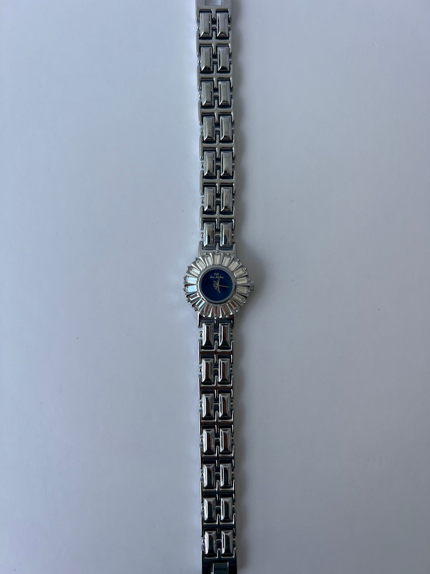 Blue Face Crown Minimalist Silver Womens Watch Small Face