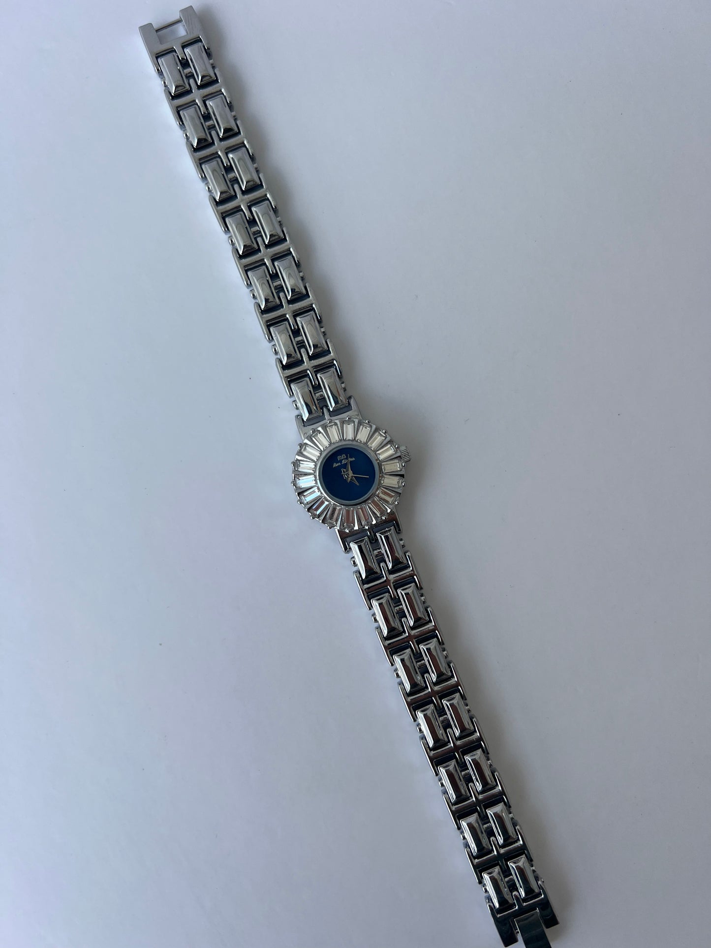 Blue Face Crown Minimalist Silver Womens Watch Small Face