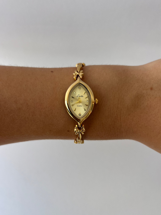 Dainty Bows Gold Toned Womens Watch