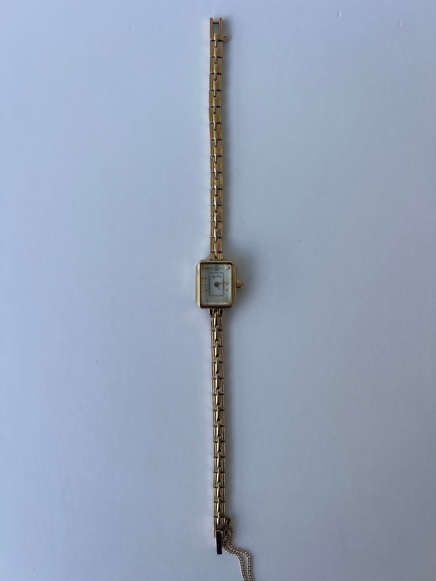 Gold Vintage Super Small Face Rectangle Dainty Women Watch