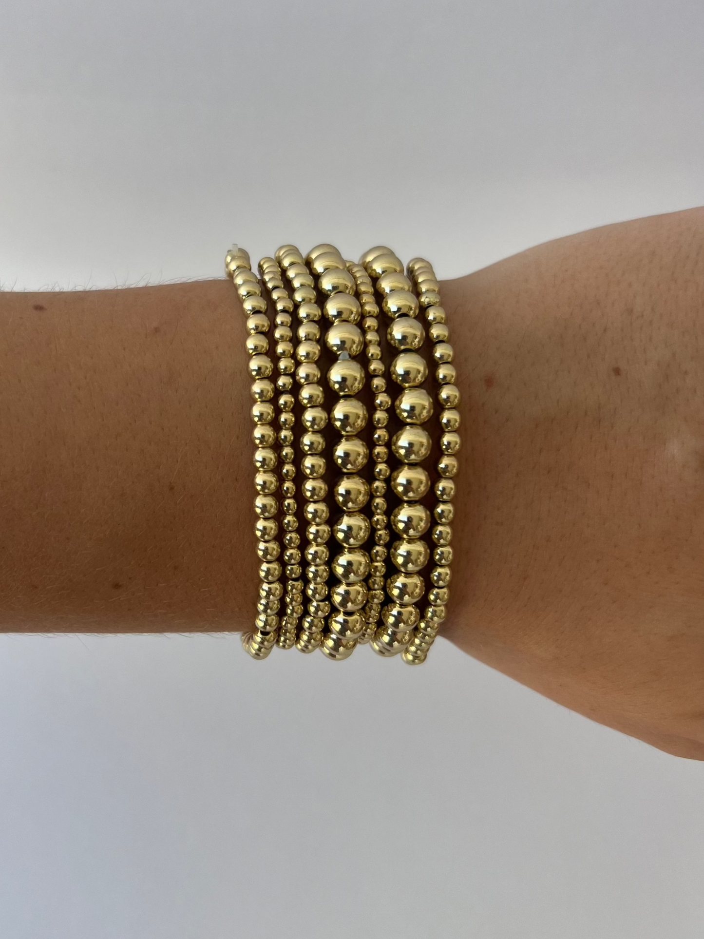 Gold Stack 7Pc Bead Bracelet