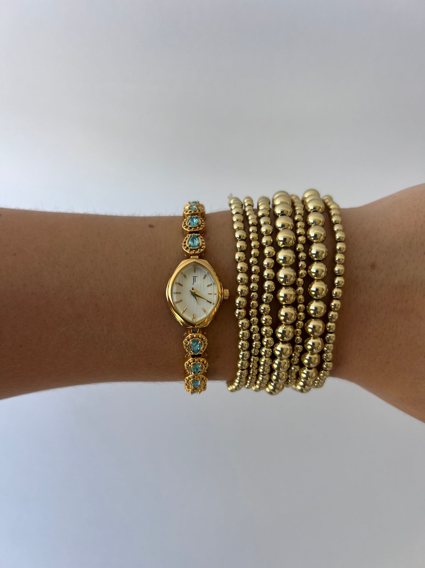 Gold Stack 7Pc Bead Bracelet