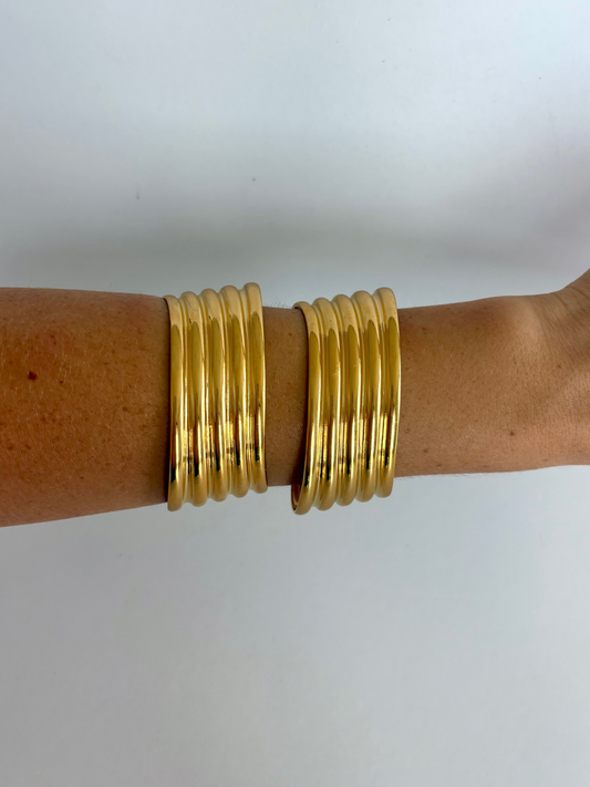 Cuff Bangle Wave Gold Bracelet