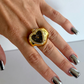 Heart Black Dial Finger Watch Stretchy Band Elastic Round Simple Dial Quartz Ring Watches