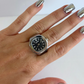 Square Black Dial Silver Finger Watch Stretchy Band Elastic Round Simple Dial Quartz Ring Watches