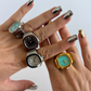 Square Black Dial Silver Finger Watch Stretchy Band Elastic Round Simple Dial Quartz Ring Watches