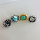 Square Blue Dial Gold Finger Watch Stretchy Band Elastic Round Simple Dial Quartz Ring Watches