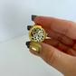 Leopard Round Dial Gold Finger Watch Stretchy Band Quartz Ring Watch