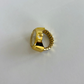 Blue Butterfly Round Dial Gold Finger Watch Stretchy Band Quartz Ring Watch