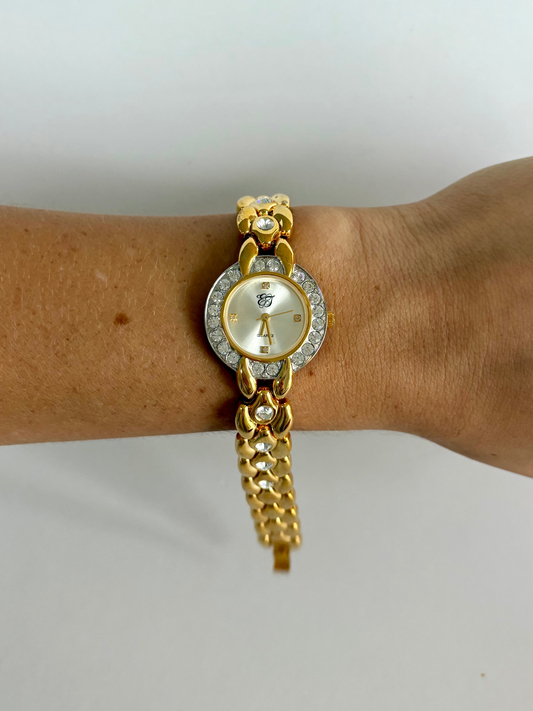 Rare Vintage Gold Toned Diamond Detail  Womens Watch