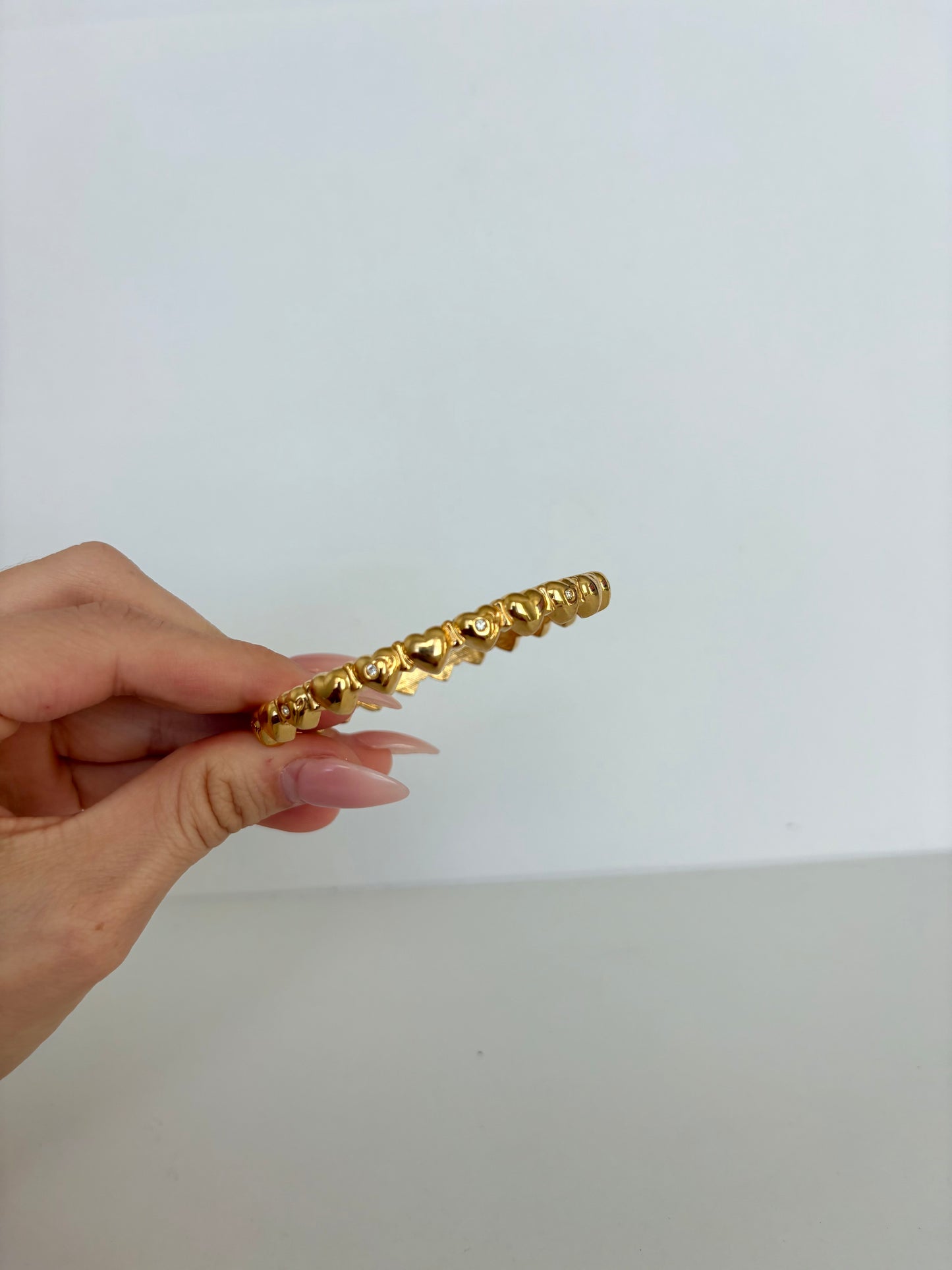 Rare Vintage Gold Mini Heart Bangle Bracelet