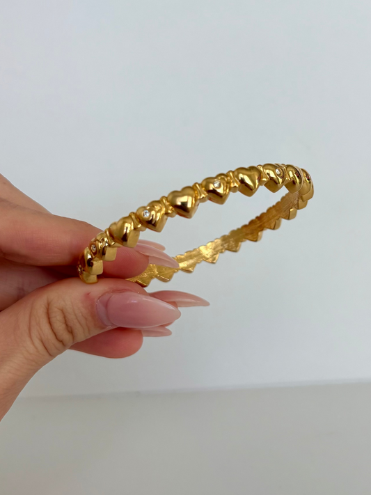 Rare Vintage Gold Mini Heart Bangle Bracelet