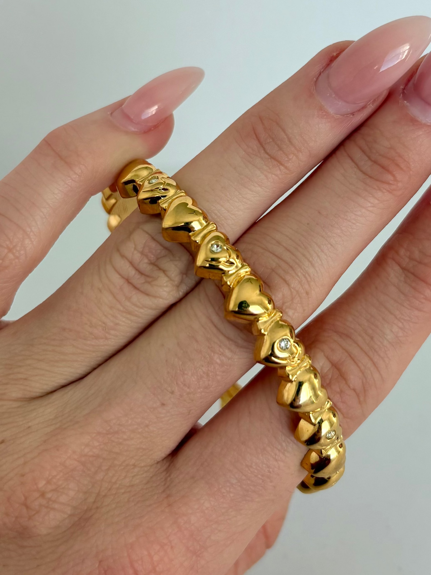 Rare Vintage Gold Mini Heart Bangle Bracelet