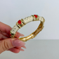 Rare Vintage Fornash Gold, White & Orange Detail Bangle Bracelet