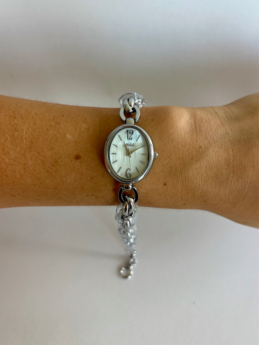 Oval Dreamy Dainty Vintage Minimalist Silver Womens Watch