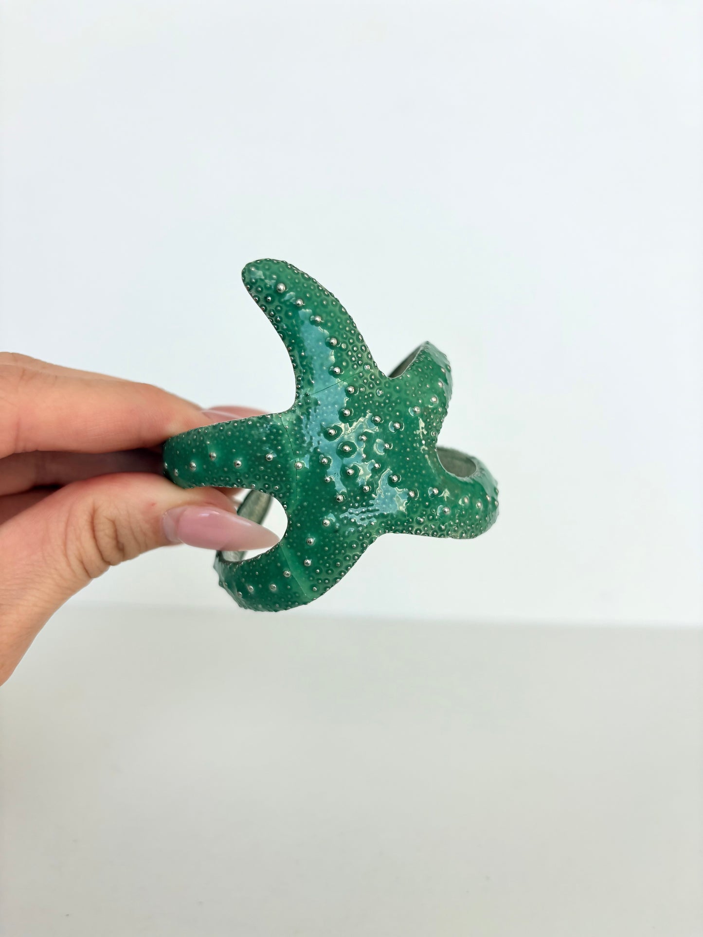Rare Vintage Statement Green Starfish Silver Cusp
