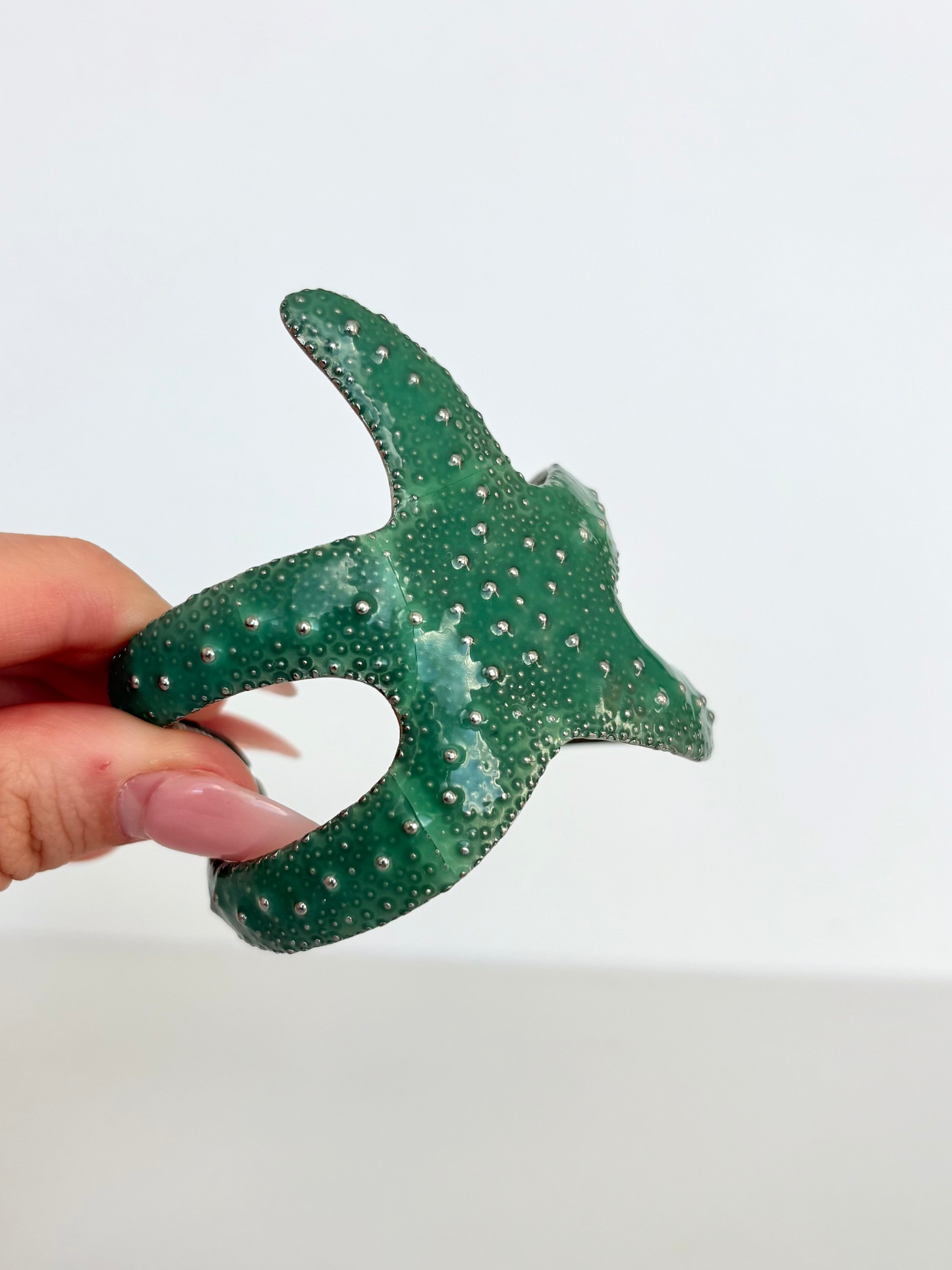 Rare Vintage Statement Green Starfish Silver Cusp