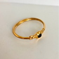 Rare Vintage Black Onyx Stone Detail Gold Bangle Bracelet
