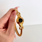 Rare Vintage Black Onyx Stone Detail Gold Bangle Bracelet