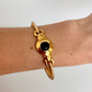 Rare Vintage Black Onyx Stone Detail Gold Bangle Bracelet