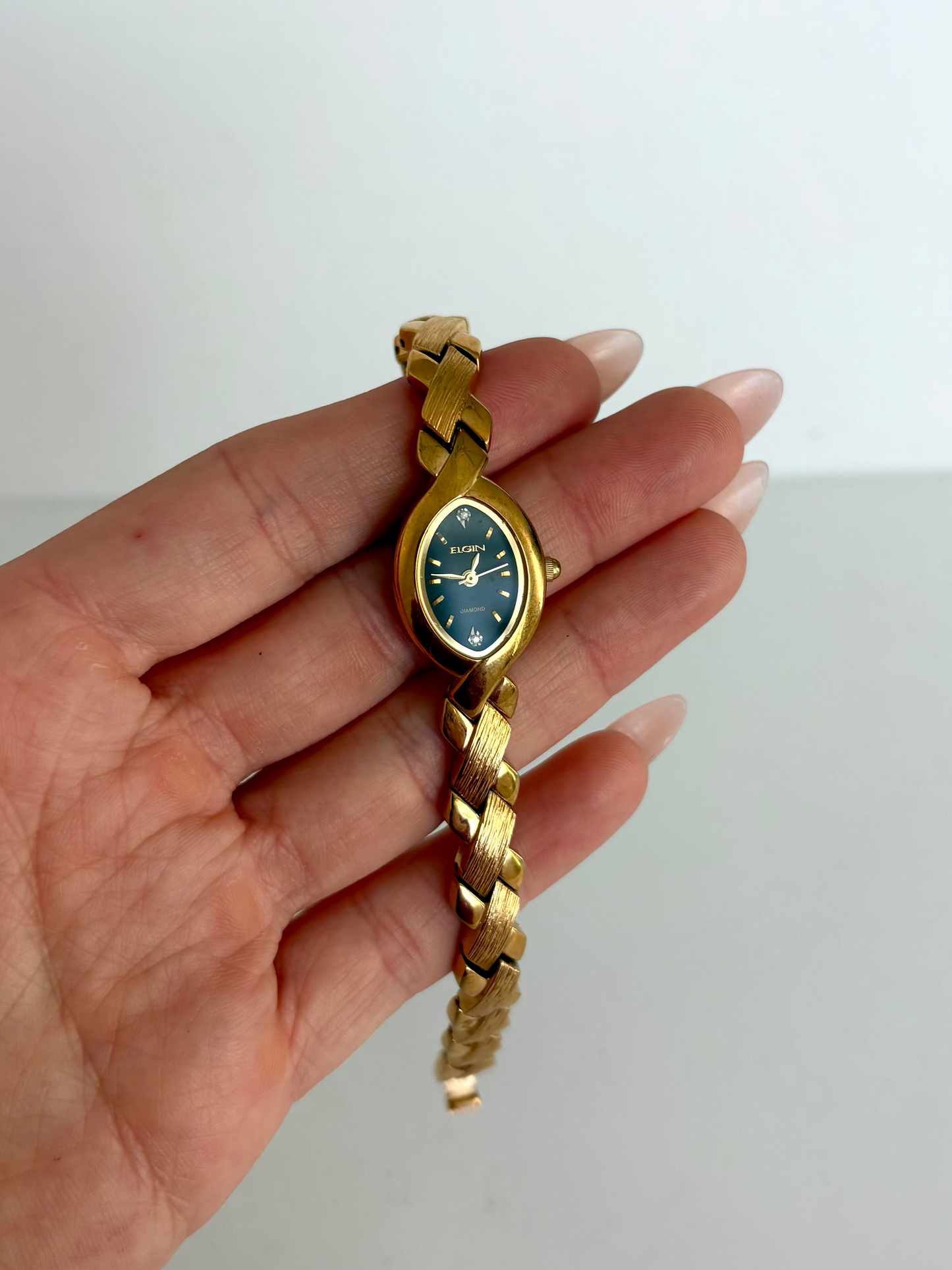 Rare Vintage Gold Womens Watch with Black Dial
