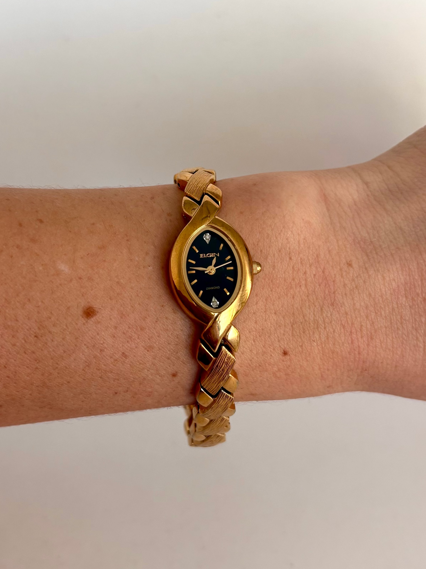 Rare Vintage Gold Womens Watch with Black Dial