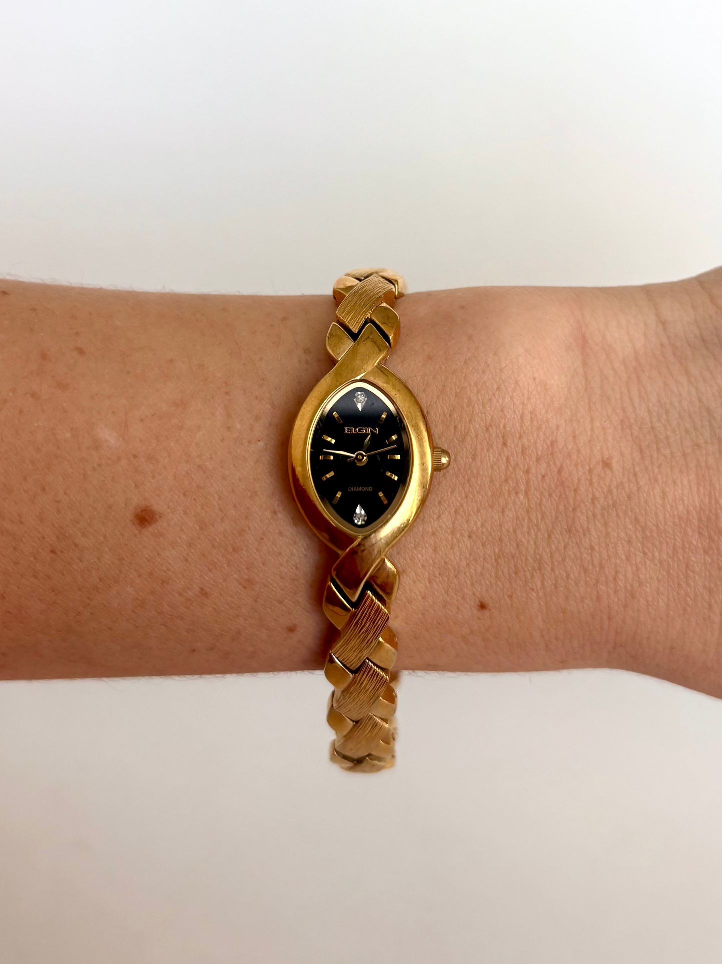 Rare Vintage Gold Womens Watch with Black Dial