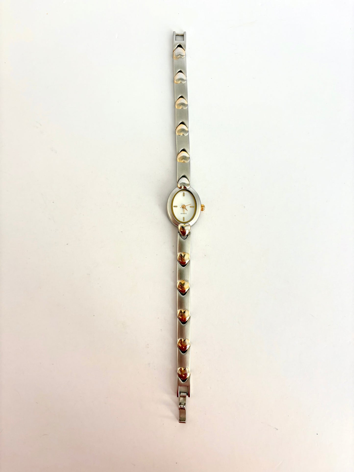 Rare Vintage Silver Womens Watch with Gold Reflection Hearts
