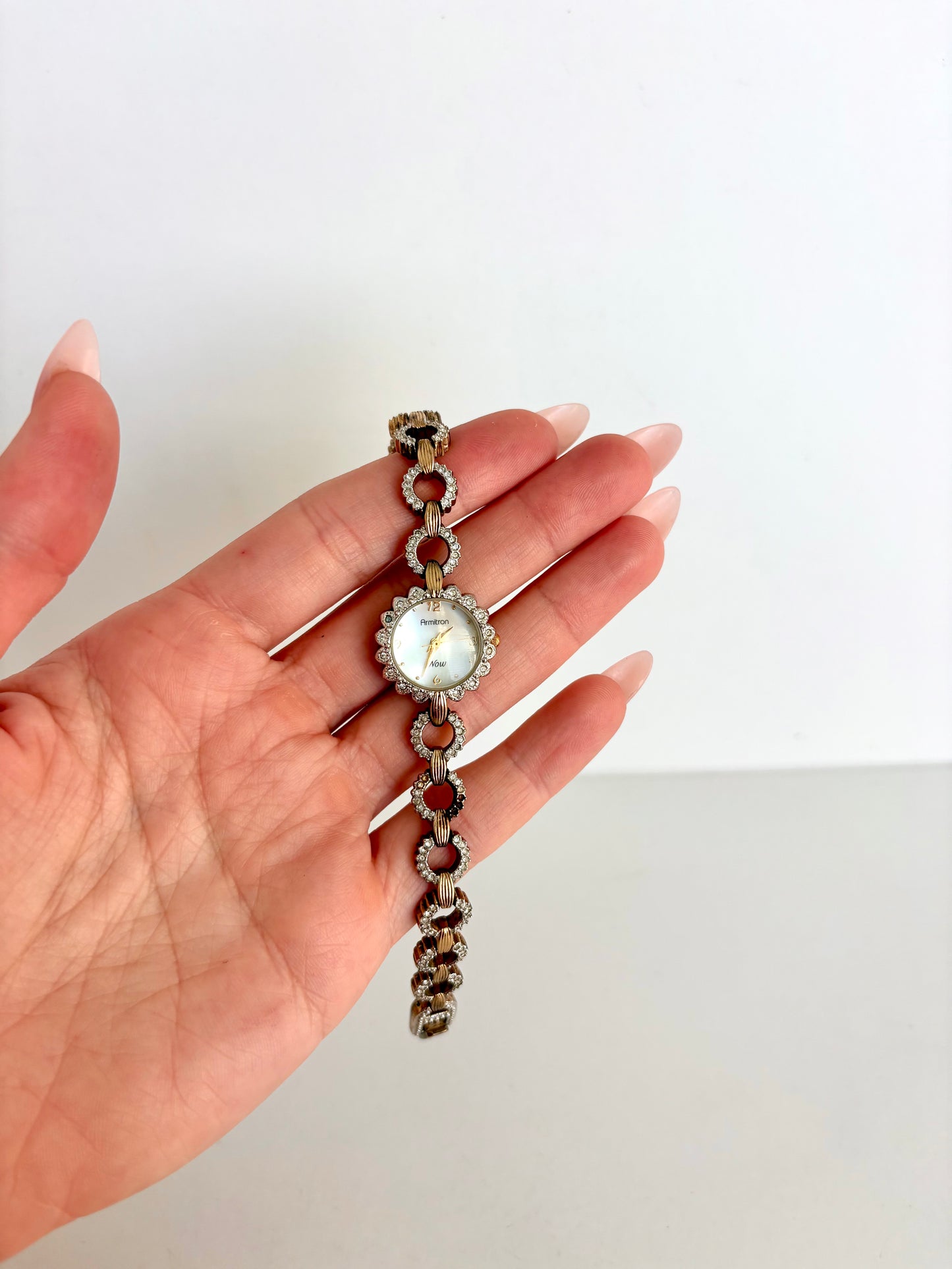 Rare Vintage Gold & Silver Two Toned Womens Watch with Diamond Detail
