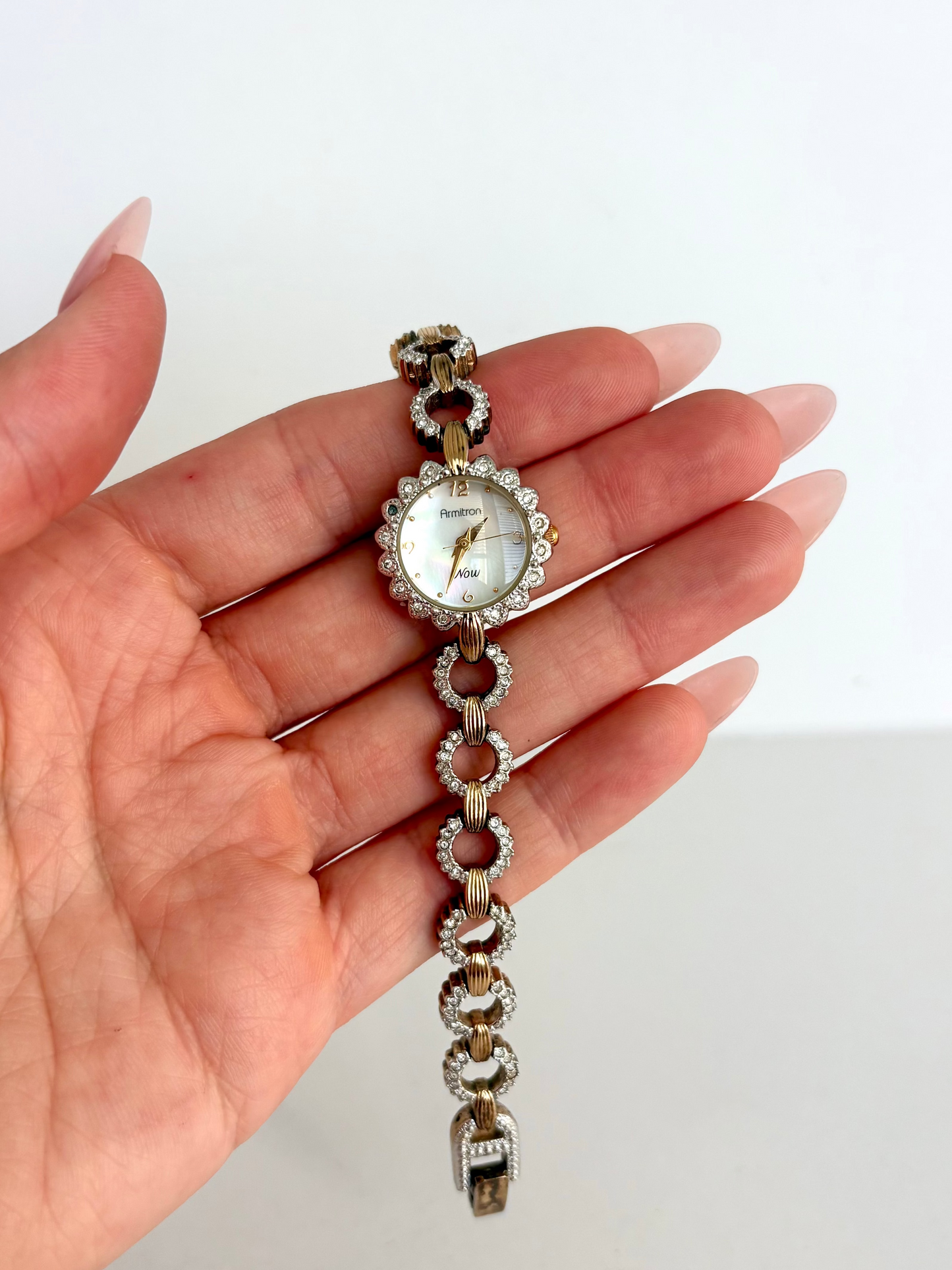 Rare Vintage Gold & Silver Two Toned Womens Watch with Diamond Detail